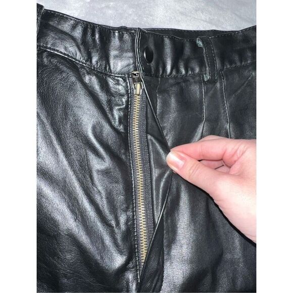 Women’s Vintage Black Leather Straight Leg Pants 31 - Picture 3 of 12